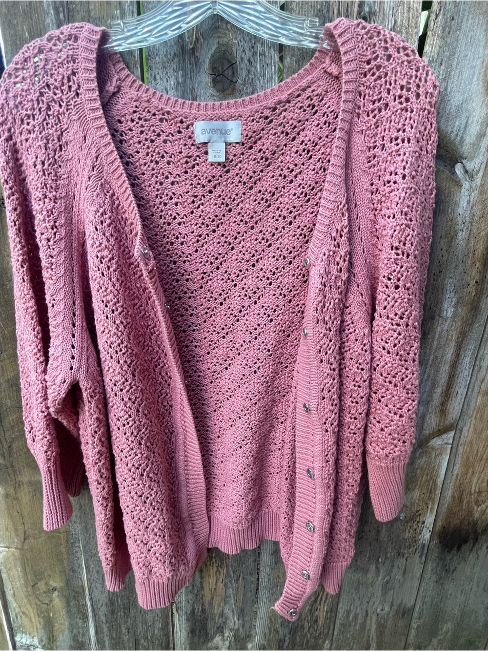 Avenue Blush Pink Open Knit Cardigan Sz. 18/20 - Picture 5 of 13